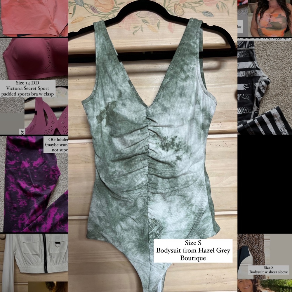 Green and white tie dye bodysuit